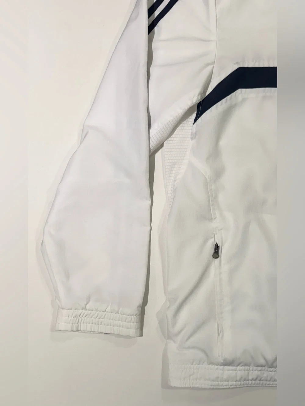 2010 Adidas Climacool White/Navy Windbreaker Workout Jacket full zip  Adult S